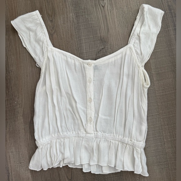 EARTHBOUND Tops - EARTHBOUND White Sleeveless Smocked Button Detail Top S